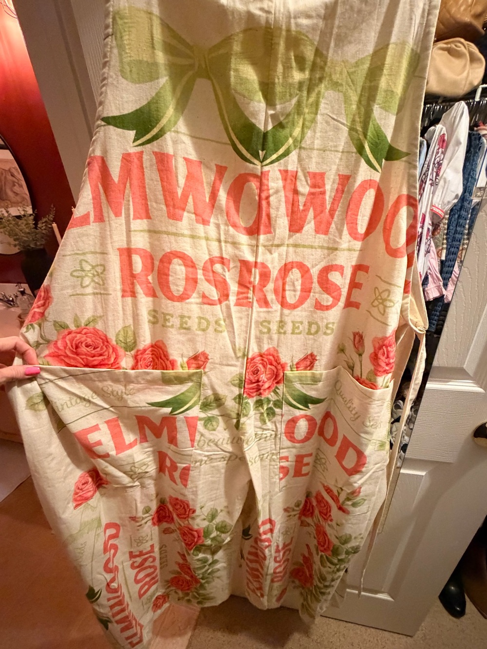 Boho Floral Wide-Leg Jumpsuit in Cream with Rose Print - Picture 5 of 6